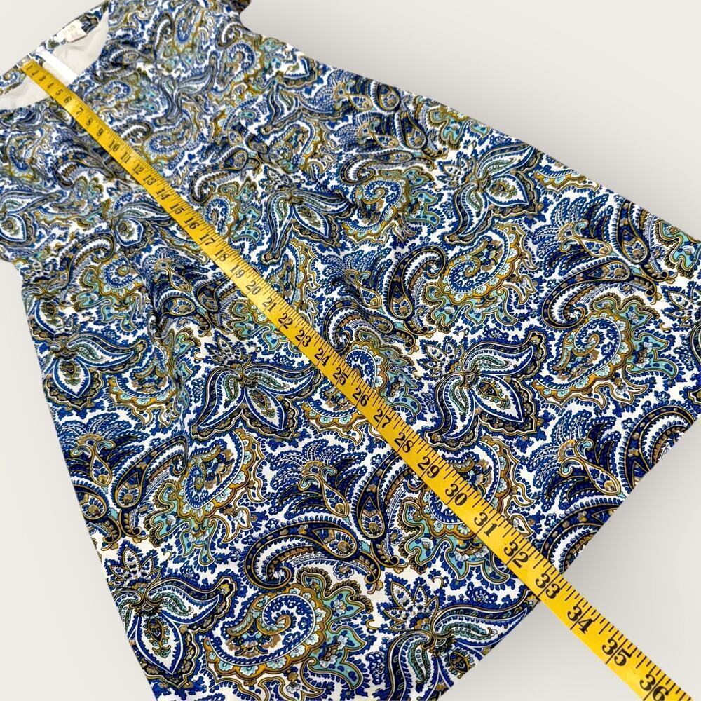 J. Crew Cotton Silk Blend Cap Sleeves Sheath Mini Dress Size 4 Peacock Paisley - Picture 13 of 14